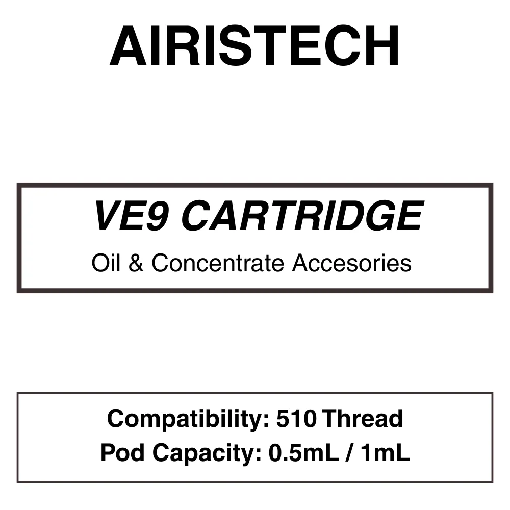 Airistech – VE9 – Empty Refillable Cartridge Tank 510 Concentrate Vaporisers