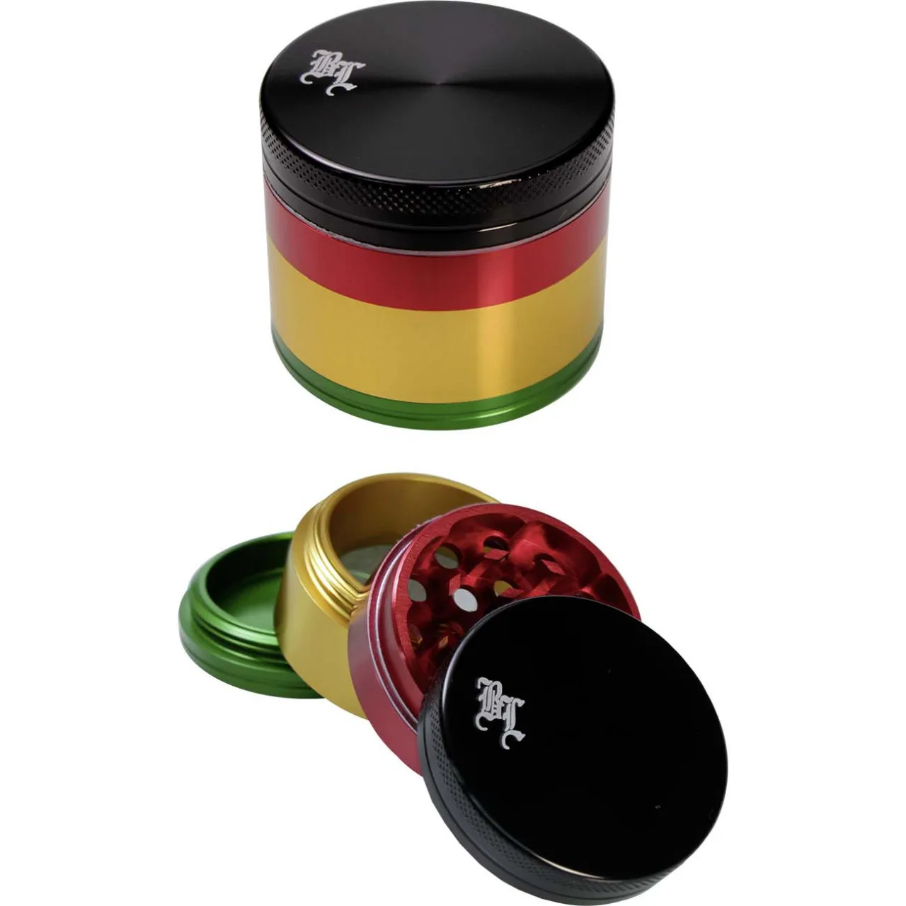 Black Leaf Rasta Aluminium Grinder 4-Piece