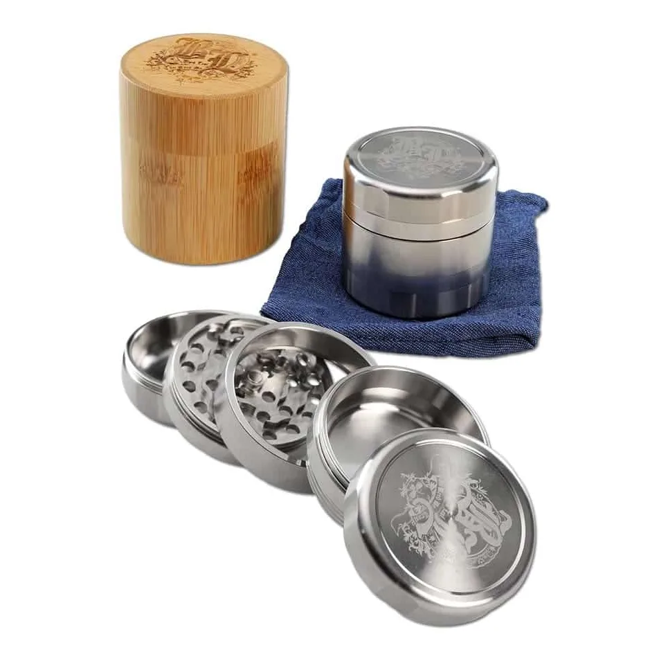 Grinder en acier inoxydable Black Leaf Delux 5 pièces