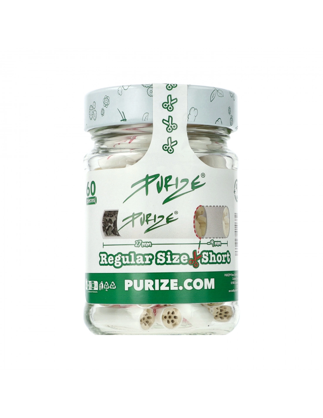 Filtry węglowe Purize REGULAR SHORT Size słoik 60 szt.