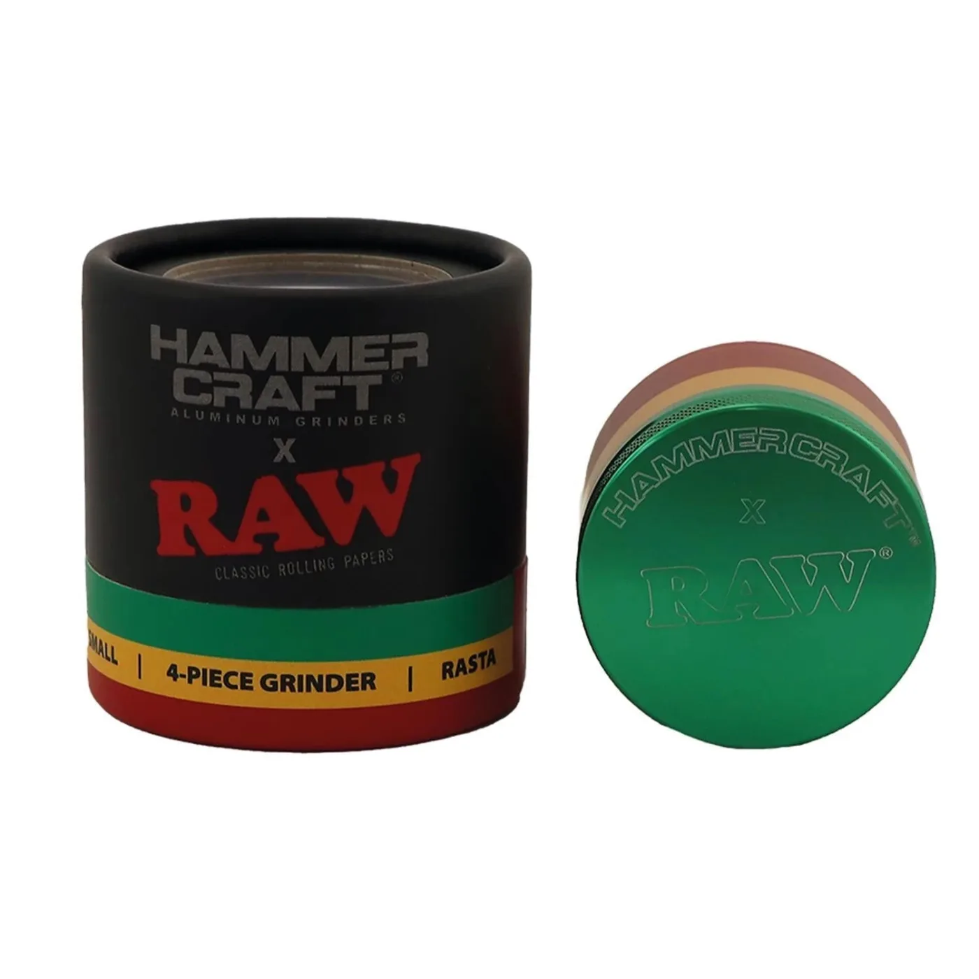 Hammercraft x RAW Rasta Aluminium Grinder 4-Piece 49mm