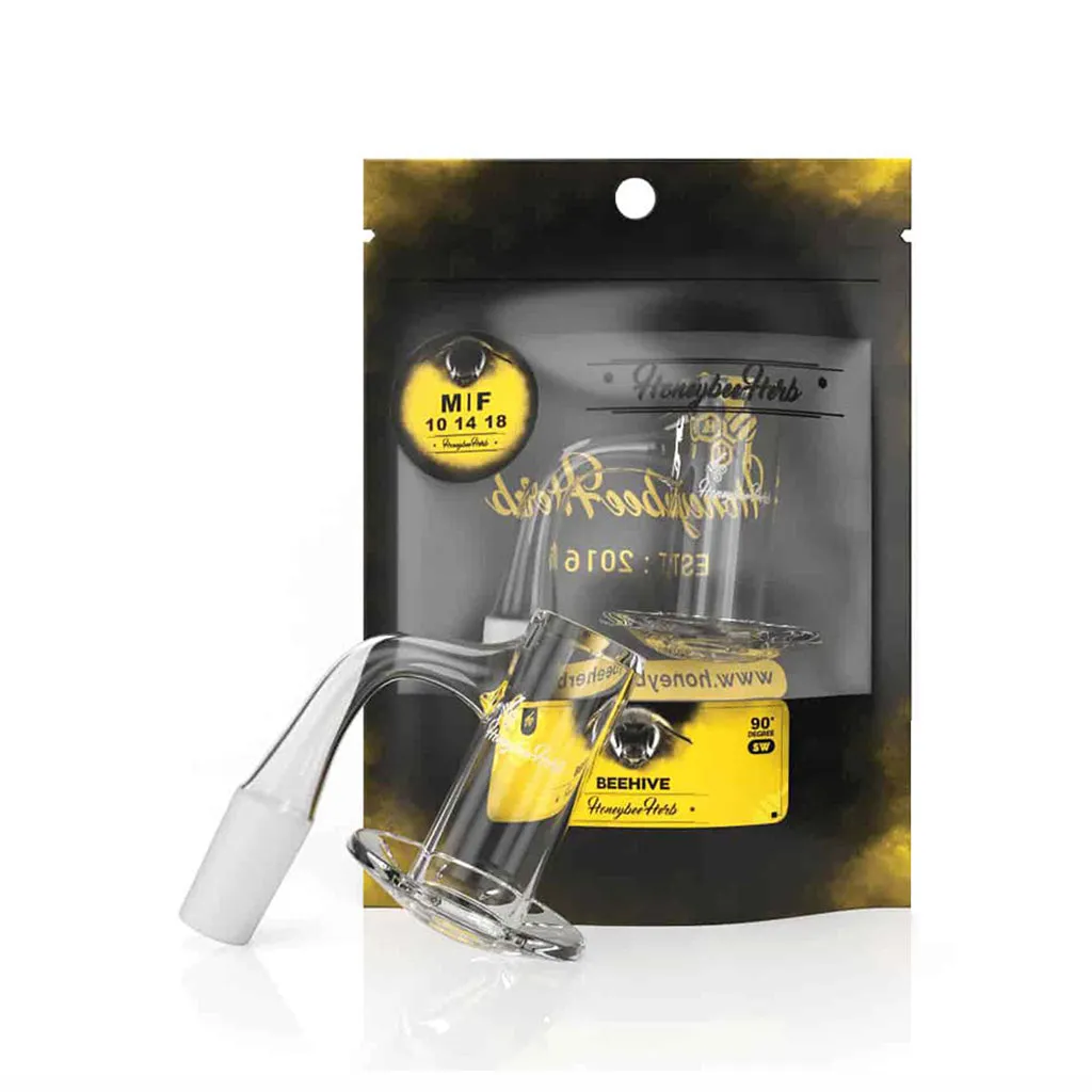 Honeybee Herb Black Line Beehive Quartz Banger - All Joint Options