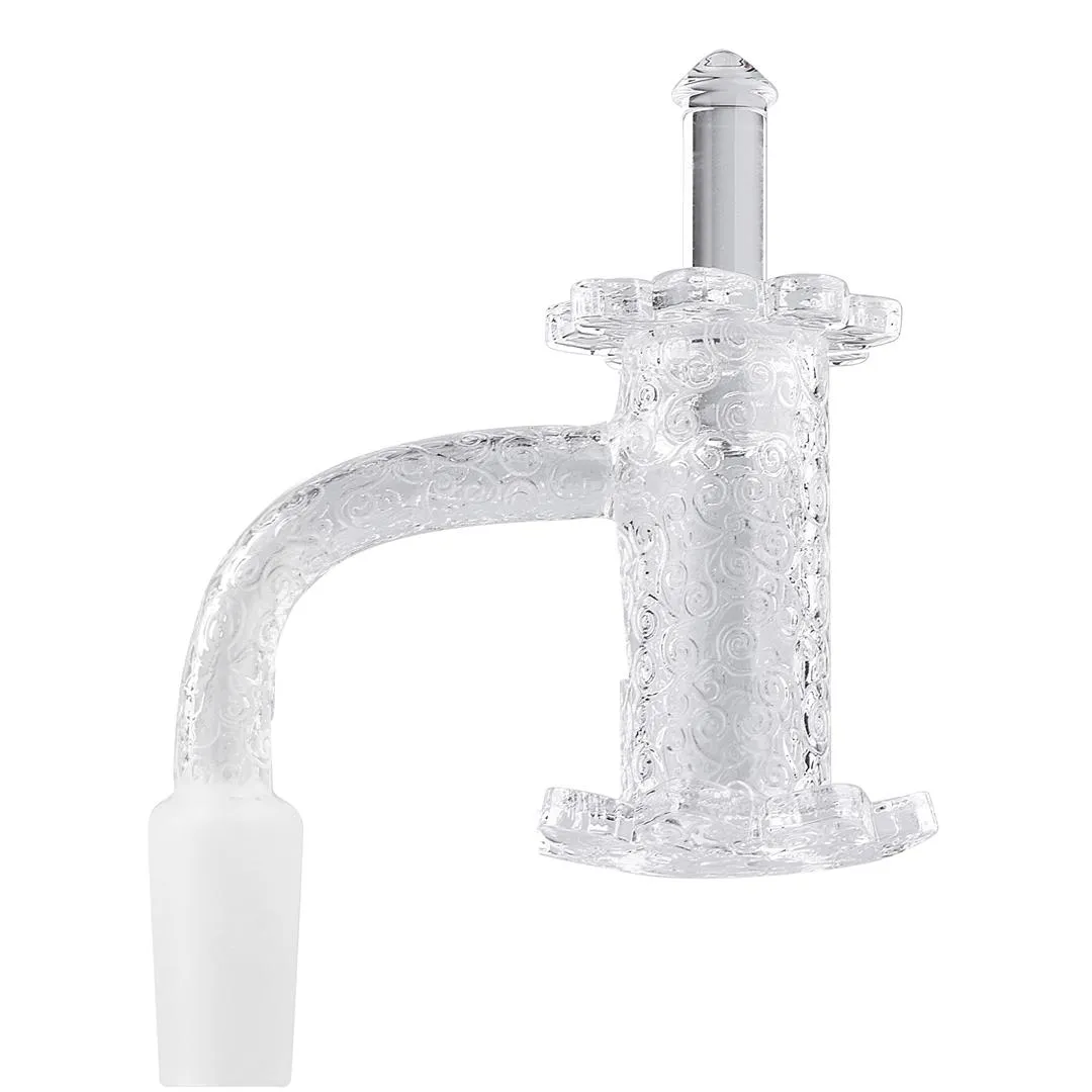 Lotus Etched Quartz Blender Banger Set with Carb Cap & Terp Pearls