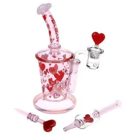 Pulsar Valentines Love Hearts Glass Dab Rig Set