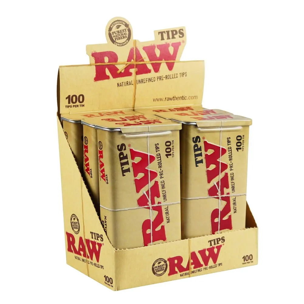 RAW, unraffiniert, 100 vorgerollte Tips (6 Dosen/Display)