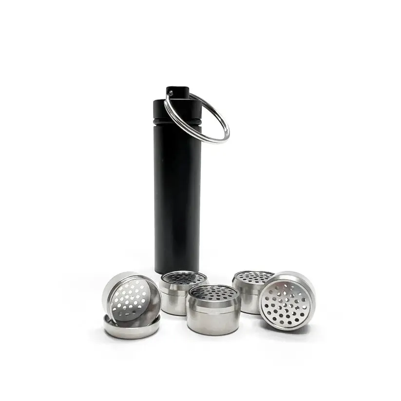 Stainless Steel Dosing Capsules and Caddy 5-Pack for Mighty