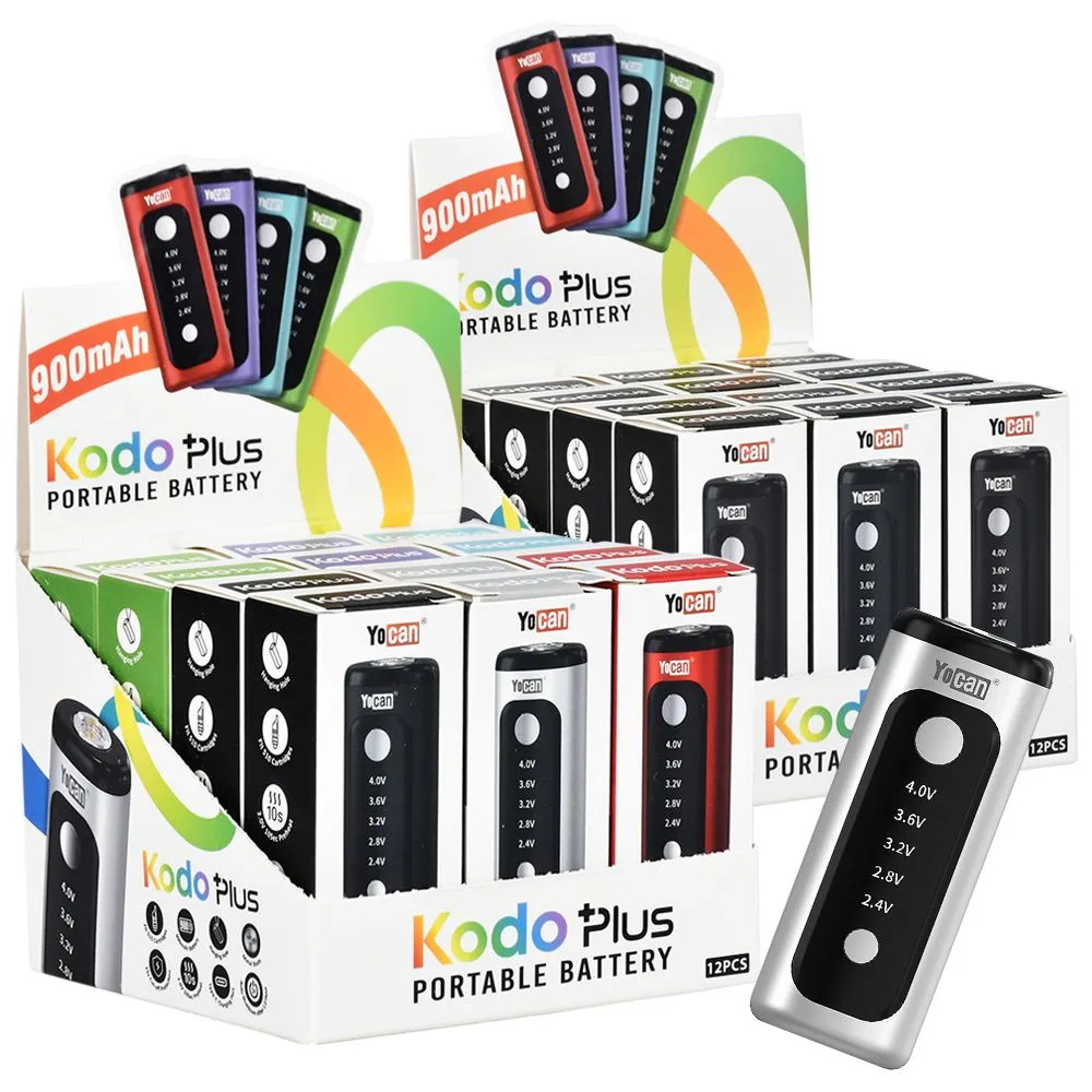 Yocan Kodo Plus Variable Voltage 510 Cart Vape Batterie | 900mAh | 12ct