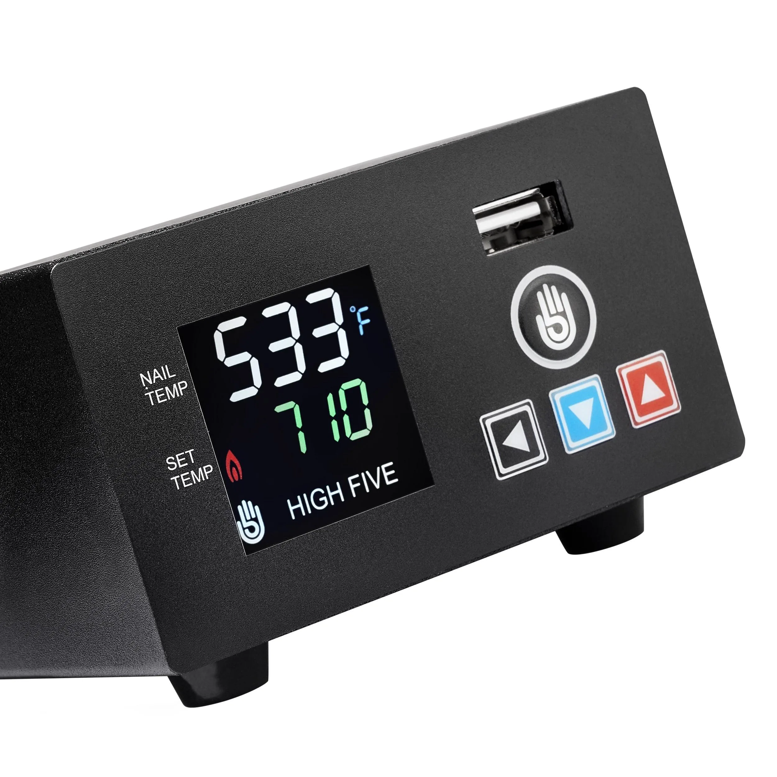 High Five LCD E-Nail — Quartz E-Banger gros plan