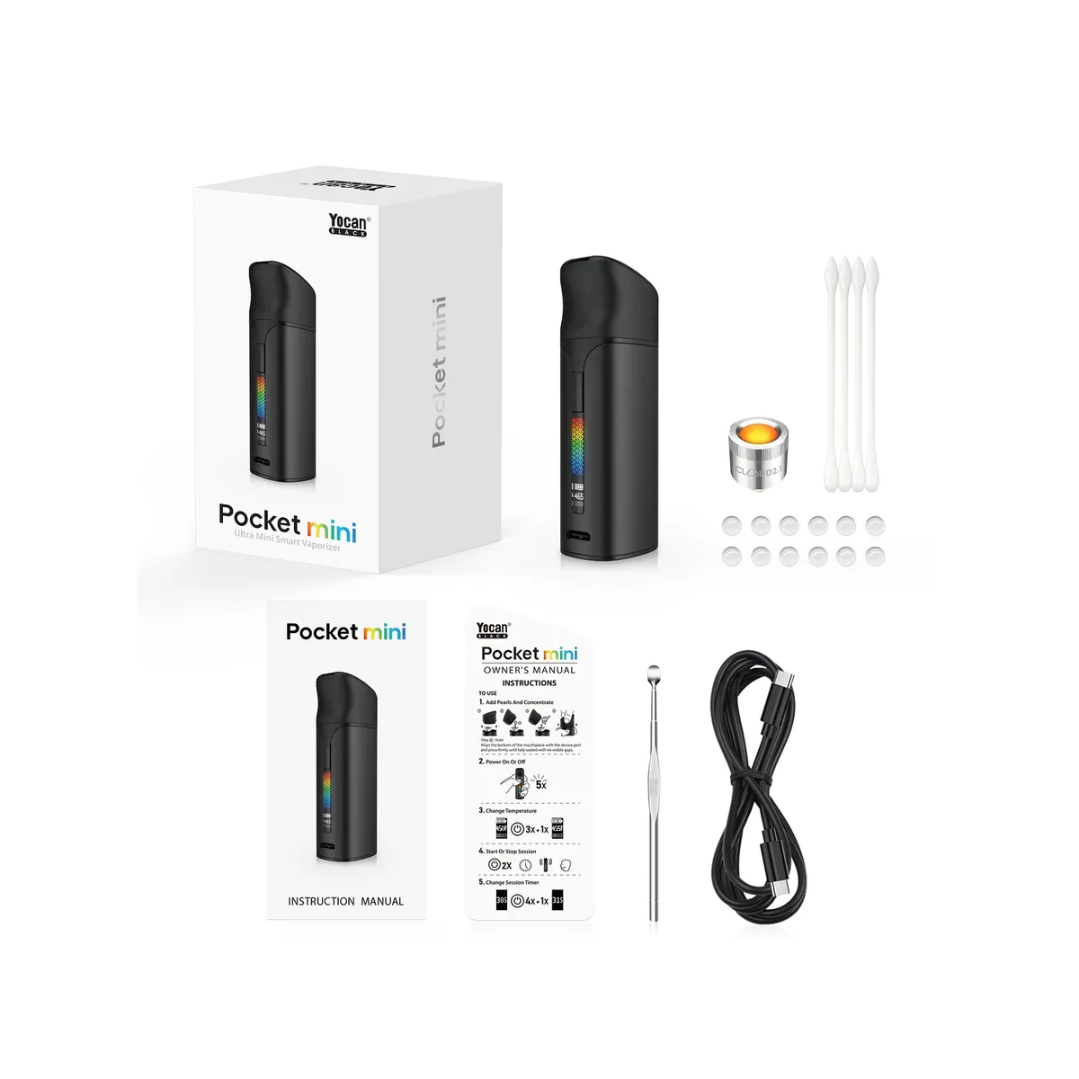 Yocan Black Pocket Mini vue détaillée